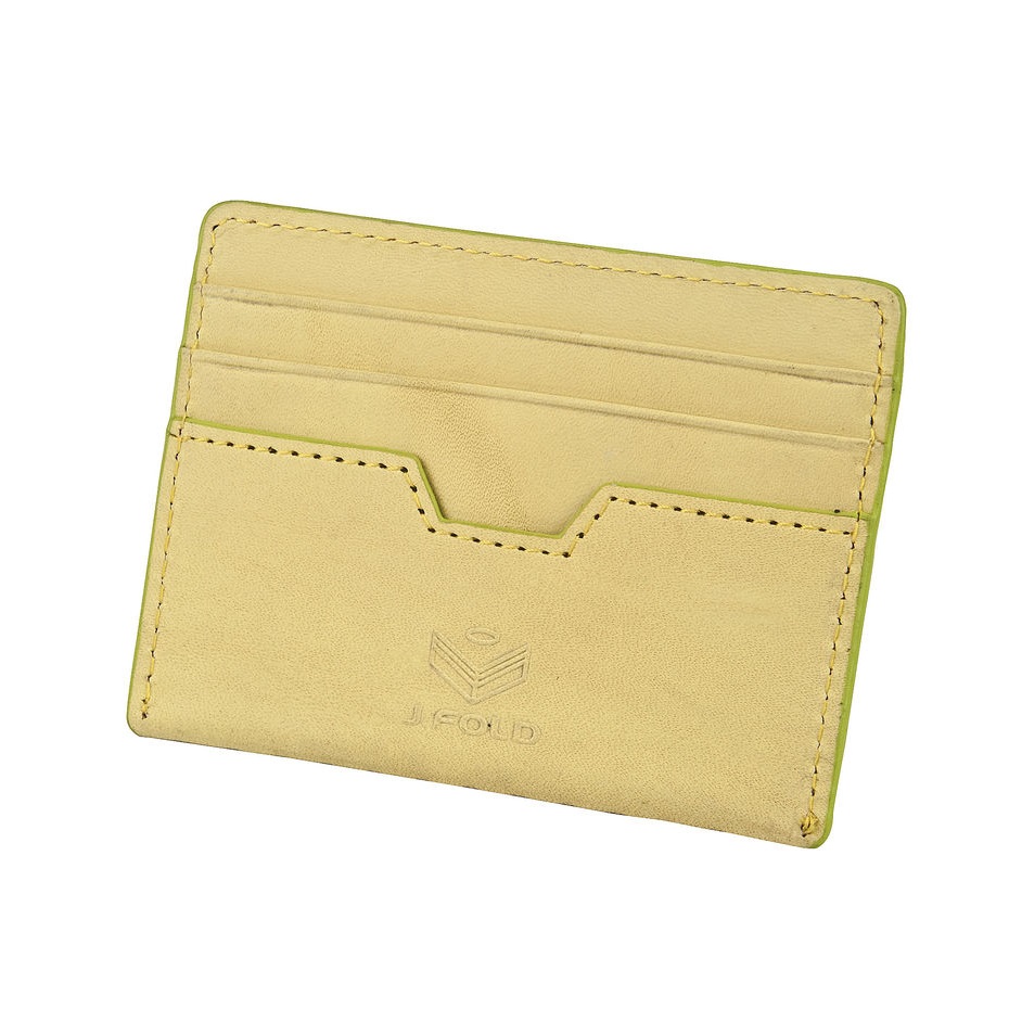 J.FOLD Tetra Flat Carrier Leather Wallet - Lemon